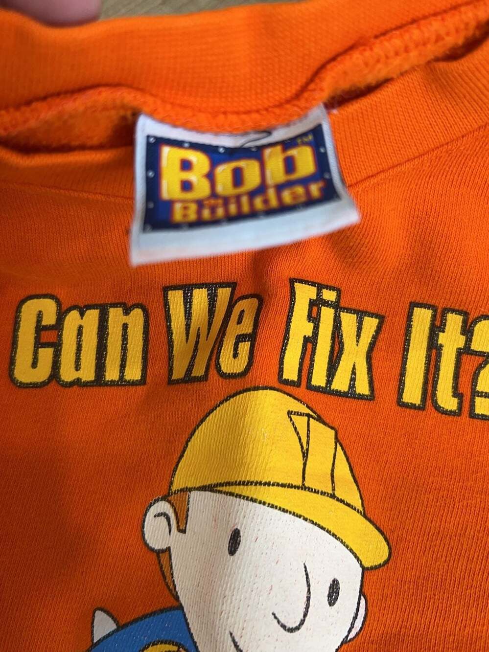 Vintage Bob the Builder Can We Fix It Sweatshirt Orange - Picture 4 of 5